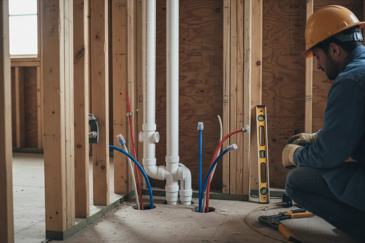 Drain and supply rough-in during Drain Cleaning in Carmichael