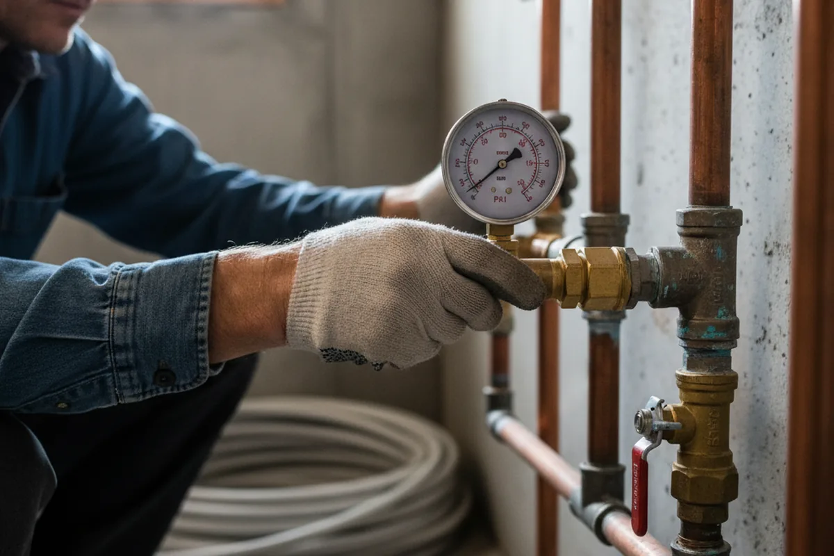 Pressure testing a repaired line during Water Line Repair in Carmichael